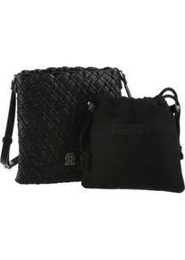 Umh&auml;ngetasche Tommy Hilfiger "TH BRAIDED CROSSOVER", Damen, Gr. B/H/T: 22cm x 23cm x 2cm, schwarz, Lederimitat, Taschen Umh&auml;ngetasche, Damen Tragetasche, Schultertasche in modischer Flechtoptik