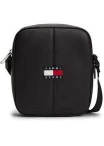 Tommy Hilfiger Umh&auml;ngetasche TOMMY JEANS "TJM ESS DAILY PU REPORTER", Damen, Gr. B/H/T: 17cm x 19,5cm x 6cm, schwarz, Lederimitat, Taschen Umh&auml;ngetasche, Unisex Schultertasche mit Ziern&auml;hten und Logo-Aufn&auml;her