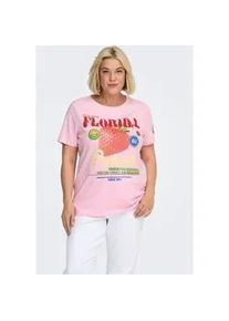 Kurzarmshirt Only CARMAKOMA "CARBOLETTE LIFE REG S/S TOP BOX JRS", Damen, Gr. S, romance rose print:florida, Jersey, Obermaterial: 100% Baumwolle, bedruckt, Rundhals, Shirts