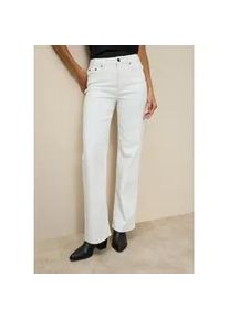 Weite Jeans Tamaris, Damen, Gr. 42, N-Gr, wei&szlig;, Denim/Jeans, Obermaterial: 65% Baumwolle, 33% Polyester, 2% Elasthan, unifarben, figurbetont lang, Jeans 5-Pocket-Jeans, hohe Leibh&ouml;he, langer Schnitt, mit Knopf-Applikationen