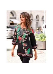 Tunikashirt Lady "Tunikashirt", Damen, Gr. 54, schwarz, flamingo, bedruckt, 95% Polyester, 5% Elasthan, gemustert, mehrfarbig, Rundhals, Shirts