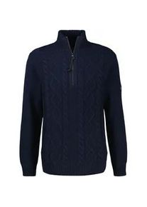 Sweatshirt Lerros "Herren Stricktroyer mit Zopfmuster", Herren, Gr. M, classic navy, 60% Baumwolle, 40% Polyacryl, Sweatshirts Sweatshirt