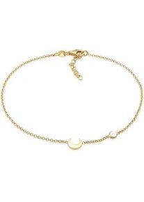 Fu&szlig;kette Elli "Halbmond Astro Mondstein 925 Silber" Gr. 22, gold, Fu&szlig;ketten, Damen, 22cm, Silber 925 (Sterlingsilber)