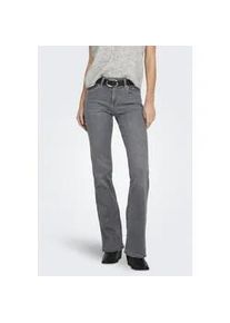 Bootcut-Jeans Only "ONLBLUSH MID WAIST FLARED DNM REA1099", Damen, Gr. M, L&auml;nge 30, grau denim, Denim/Jeans, Obermaterial: 92% Baumwolle, 6% Elastomultiester, 2% Elasthan, unifarben, ausgestellt lang, Jeans, mit dezentem Used-Look