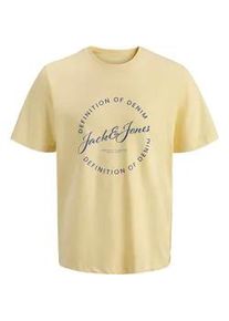 Jack & Jones T-Shirt JACK & JONES "JJGRAYSON TEE SS CREW NECK", Damen, Gr. XS, sunlight, Jersey, Obermaterial: 100% Baumwolle, bedruckt, regular fit normal, Rundhals, Shirts T-Shirt, Baumwolle, regular fit