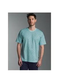 T-Shirt TRIGEMA "TRIGEMA T Shirt mit Allover-Muster "&Auml;ffchen", Damen, Gr. 3XL, gletscher, Single Jersey, 100% Baumwolle, Rundhals, Shirts T-Shirt