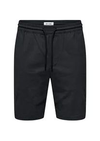 Only & Sons Chinoshorts ONLY & SONS "ONSCAPRI SLIM SLUB CHINO SHORTS OTL", Damen, Gr. S, N-Gr, blau (schwarz navy), Web, Obermaterial: 98% Baumwolle, 2% Elasthan, unifarben, slim fit knielang, Hosen Chinoshorts