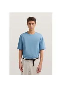 T-Shirt Bugatti, Damen, Gr. L, 330, blaugrau, 100% Baumwolle, unifarben, normal, Rundhals, Shirts T-Shirt, elegant mit Rundhals