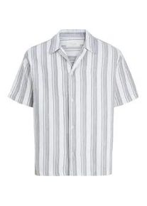 Jack & Jones Kurzarmhemd JACK & JONES "JORNANTUCKET DOUBLE CLOTH SHIRT SS EA26", Herren, Gr. M, N-Gr, sky captain stripes:stripes, Web, Obermaterial: 100% Baumwolle, gestreift, relaxed fit normal, Hemden