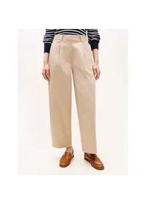 Chinohose Tommy Hilfiger "COTTON BARREL PLEATED CHINO", Damen, Gr. 44, N-Gr, beige, Web, Obermaterial: 65% Baumwolle, 33% Lyocell, 2% Elasthan, unifarben, bequem lang, Hosen Chinohose, Baumwollmix, Mid Rise, Tapered