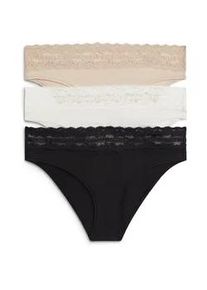 Bikinislip, Damen, Gr. L (40), 3 Stk., ivory, misty blush, schwarz, Webqualit&auml;t, Obermaterial: 95% Baumwolle, 5% Elasthan, Tommy Hilfiger UNDERWEAR, unifarben, k&ouml;rpernah, Unterhosen, K&ouml;rpernahe Passform mit elastischem Spitzenbund
