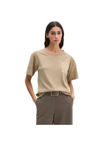 Marc O'Polo T-Shirt MARC O'POLO "mit aufgesetzter Satin-Tasche", Damen, Gr. M, earthy taupe, Obermaterial: 100% Baumwolle, unifarben, Basic, relaxed fit, Rundhals, normaler Saum, Shirts T-Shirt
