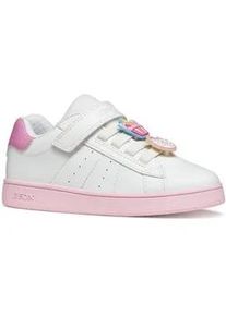 Sneaker Geox "J ECLYPER GIRL", Damen, Gr. 36, wei&szlig;, pink, Lederimitat, Textil, Schuhe Sneaker, Slipper mit Kontrastbesatz, Gr&ouml;&szlig;enschablone zum Download