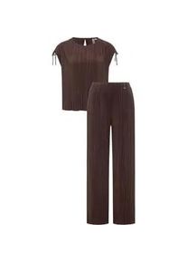 Blusenshirt Ragwear "Verllen Set YOUMODO", Damen, Gr. XL (42), dunkelbraun, Material: 65% Polyester, 35% Viskose, Basic, weit lang, Rundhals, weit Rollsaum, Shirts Blusenshirt, Set aus langer Hose und T-Shirt