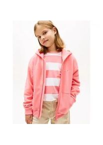 Kapuzensweatjacke Tommy Hilfiger "MINI CORP ZIP THROUGH HOODIE", Jungen, Gr. 12 (152), tropical blush, Sweatware, Obermaterial: 80% Baumwolle, 20% Polyester, unifarben, h&uuml;ftbedeckend, Rundhals, Rippstrickb&uuml;ndchen, Sweatjacken, Kinder bis 16 Jahre