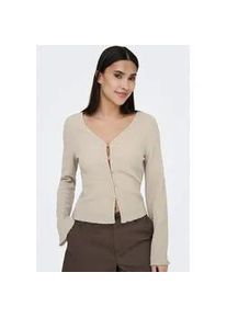 Strickjacke Only "ONLILSE L/S CARIDGAN STRUC JRS", Herren, Gr. M, silber lining, Jersey, Obermaterial: 100% Polyester, unifarben, normal, V-Ausschnitt, Strickjacken Strickjacke, Kunstfaser, V-Ausschnitt