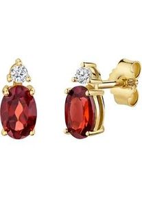 Paar Ohrstecker Firetti "Schmuck Geschenk Gold 333 Ohrschmuck Ohrringe", gelbgoldfarben, rot, kristallwei&szlig;, rot, kristallwei&szlig;, Ohrringe, Damen, Gelbgold 333, mit Granat, Zirkonia (synth.)