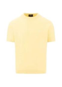 Rundhalspullover Fynch-Hatton, Damen, Gr. XXL, pale gelb, Web, Obermaterial: 88% Baumwolle, 12% Leinen, unifarben, regular fit normal, Rundhals, gerader Abschluss, Pullover Rundhalspullover, mit Logo Stickerei