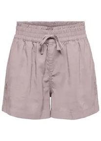 Shorts Only "ONLARIS LIFE PULL UP SHORTS WVN CC", Damen, Gr. XS, N-Gr, burnished lila, Web, Obermaterial: 93% Viskose, 7% Polyester, unifarben, regular fit kurz, Hosen Shorts, mit Bindeverschluss