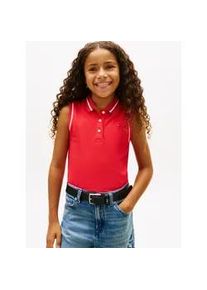 Poloshirt Tommy Hilfiger "CLASSIC POLO SLEEVELESS", M&auml;dchen, Gr. 7 (122), rot alert, Piqu&eacute;, Obermaterial: 96% Baumwolle, 4% Elasthan, unifarben mit Farbeinsatz, regular fit normal, hoch geschlossener Ausschnitt, Shirts, Kinder bis 16 Jahre, &auml;rmellos, regular fit