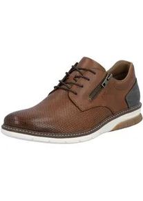 Schn&uuml;rschuh Rieker, Damen, Gr. 46, cognac, grau, Glattleder, unifarben mit Farbeinsatz, Schuhe Schn&uuml;rschuh, Halbschuh, Freizeitsneaker, Casual-Schn&uuml;rer mit Perforation