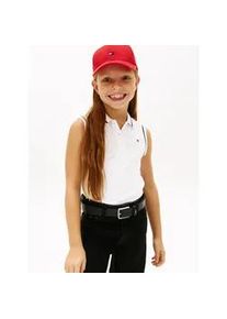 Poloshirt Tommy Hilfiger "CLASSIC POLO SLEEVELESS", M&auml;dchen, Gr. 8 (128), wei&szlig;, Piqu&eacute;, Obermaterial: 96% Baumwolle, 4% Elasthan, unifarben, regular fit normal, hoch geschlossener Ausschnitt, Shirts, Kinder bis 16 Jahre, &auml;rmellos, regular fit