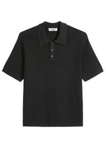 Marc O'Polo Poloshirt MARC O'POLO DENIM, Damen, Gr. M, broken graphite, Strick, Obermaterial: 100% Baumwolle, regular fit normal, Rippb&uuml;ndchen, Shirts, mit Waffelstruktur, regular fit