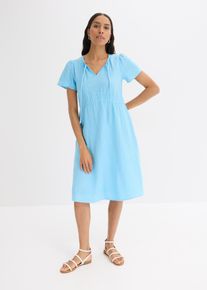 bonprix Tunika-Kleid aus Musselin, blau, Gr.38, Tunika-Kleid aus reiner Baumwolle. Mit Fl&uuml;gel&auml;rmeln und elastischen Tailleneins&auml;tzen., aus 100% Baumwolle,Musselin
