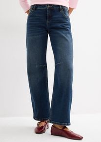 bonprix Barrel-Jeans Mid Waist, blau, Gr.50, Barrel-Jeans, Mid Waist, 99% Baumwolle