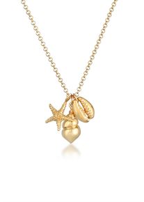 Kette mit Anh&auml;nger Elli "Halskette Seestern Muschel Anh&auml;nger Maritim 25 Silber" Gr. 45, gold, Halsketten, Damen, ohne Stein, Silber 925 (Sterlingsilber), Kette mit Anh&auml;nger
