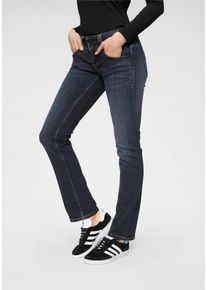 Straight-Jeans Pepe Jeans "GEN", Damen, Gr. 29, L&auml;nge 30, blau (h06 stretch ultra schwarz), Web, Obermaterial: 84% Baumwolle, 14% Polyester, 2% Elasthan, slim fit lang, Jeans Straight-Jeans, in Baumwoll-Qualt&auml;t mit geradem Bein und Doppel-Knopf-Bund