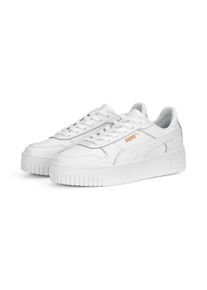Sneaker Puma "CARINA STREET", Damen, Gr. 36, Puma wei&szlig;, Puma wei&szlig;, Puma gold, Leder, unifarben, Schuhe Sneaker, mit leicht erh&ouml;htem Plateau, Innenmaterial aus Textil, Topseller
