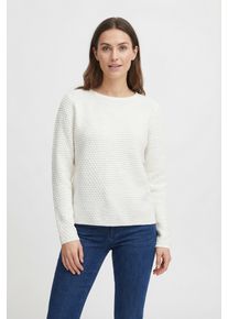 Strickpullover Freequent "FQDODO-PU-DOTTIE", Damen, Gr. S, wei&szlig; (off, wei&szlig;), Strick, Obermaterial: 100% Baumwolle, unifarben, bequem h&uuml;ftbedeckend, Rundhals, B&uuml;ndchen, Pullover Strickpullover, mit Strick-Knoten-Details