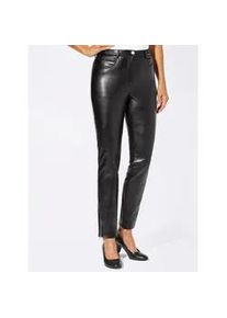 Lederimitathose Inspirationen, Damen, Gr. 48, Normalgr&ouml;&szlig;en, schwarz, 100% Polyurethan, unifarben, lang, Hosen
