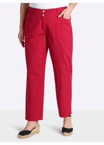 sheego Gro&szlig;e Gr&ouml;&szlig;en Chinohose mit Strassknopf am Bund, erdbeere, Gr&ouml;&szlig;e 52 - Damen