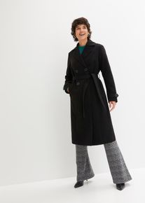 bonprix Winter-Trenchcoat in Wolloptik, schwarz, Gr.40, Reizender Winter-Trenchcoat in sch&ouml;ner Wolloptik.