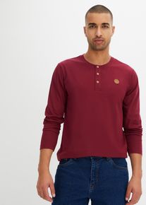 bonprix Langarm-Henleyshirt aus reiner Bio-Baumwolle (2er Pack), blau, Gr.52/54 (L), Angesagte Henleyshirt-Packung mit sch&ouml;nen Lederimitat-Details, maschinenwaschbar, aus 100% Baumwolle