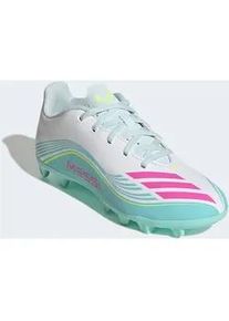 Fu&szlig;ballschuh Adidas PERFORMANCE "F50 MESSI CLUB FIRM GROUND/MULTI GROUND KIDS", M&auml;dchen, Gr. 35, cloud wei&szlig;, lucid pink, flash aqua, Synthetik, Textil, Schuhe Fu&szlig;ballschuh, f&uuml;r viele verschiedene B&ouml;den geeignet, f&uuml;r Kinder & Jugendliche