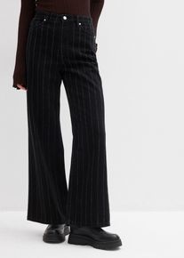 bonprix Wide-Leg-Jeans High Waist mit Destroyed Effekten, schwarz, Gr.46, Wide-Leg-Jeans High Waist mit Destroyed Effekten, aus 100% Baumwolle