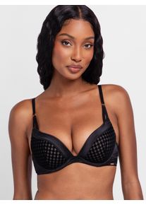 Push-up-BH Dorina "Julianna", Damen, Gr. 95, Cup C, schwarz, Mesh, Obermaterial: 49% Polyamid, 45% Polyester, 6% Elasthan, BHs Push-up-BH