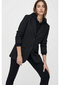 Longblazer Only "ONLREINA L/S PINSTRIPE BLAZER TLR NOOS", Damen, Gr. 40, gr&uuml;n (schwarz stripes:cloud dancer pinstripes), Web, Obermaterial: 97% Polyester, 3% Viskose, Nadelstreifen, oversize, tiefer V-Ausschnitt, Blazer Longblazer, mit Nadelstreifen