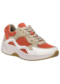 Keilsneaker Josef Seibel "Lissi 13", Damen, Gr. 36, orange (wei&szlig;, orangerot, hellbraun), Leder, Textil, kontrastfarbene Details, Schuhe Keilsneaker, Sportschuh, Freizeitschuh, Schn&uuml;rschuh mit Plateau und Keilabsatz
