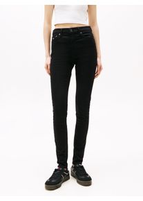 Skinny-fit-Jeans Tommy Jeans "NORA MD SKN", Damen, Gr. 34, L&auml;nge 34, schwarz (denim schwarz), Denim/Jeans, Obermaterial: 90% Baumwolle, 8% Elastomultiester, 2% Elasthan, unifarben, skinny fit lang, Jeans Skinny-fit-Jeans, mit Stretchanteil, Mid Rise