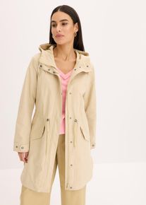 bonprix Long-Parka mit Kapuze, beige, Gr.52, bequemer Parka mit Kapuze, 65% Baumwolle