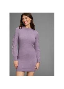 Strickkleid Laura Scott, Damen, Gr. 36, N-Gr, lila (lila, melange), Strick, Obermaterial: 50% Viskose, 28% Polyester, 22% Polyamid, unifarben, figurumspielend Mini, Rundhals, Kleider Strickkleid, mit besonderem Spitzendetail - NEUE KOLLEKTION