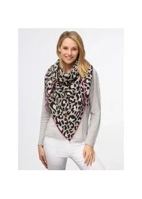 Dreieckstuch Zwillingsherz "Summer Lacey", Damen, pink (beige pink), Strick, Baumwollmischung, mehrfarbig, Modet&uuml;cher, Feinstrick, Leomuster, Neonkante