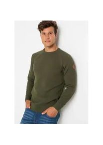 Strickpullover bonprix, Herren, Gr. 52/54 (L), gr&uuml;n (dunkeloliv), Strick, Obermaterial: 70% Baumwolle, 30% Polyester, unifarben, regular fit h&uuml;ftbedeckend, Rundhals, Raglan&auml;rmel Strickb&uuml;ndchen, Pullover Strickpullover, tolle Baumwollmischung, mit Rundhalsausschnitt, Regular Fit