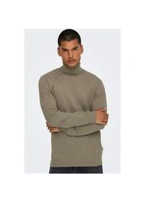 Only & Sons Stehkragenpullover ONLY & SONS "ONSLOUI REG 12 MEL ROLL KNIT NOOS", Herren, Gr. S, beige (desert taupe detail:melange), Strick, Obermaterial: 60% Baumwolle, 20% Nylon, 20% Viskose, meliert, regular fit h&uuml;ftbedeckend, Rundhals, Pullover Stehkragenpullover