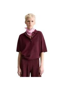 Marc O'Polo Poloshirt MARC O'POLO DENIM "aus Crinkled Organic Cotton-Mix", Damen, Gr. XL, merlot rot, Obermaterial: 81% Baumwolle, 19% Polyamid, unifarben, regular fit, Shirts