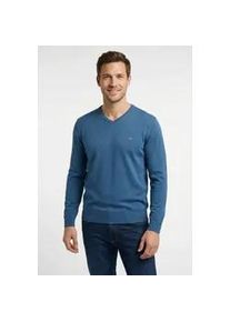 Strickpullover Fynch-Hatton "Fynch-Hatton Pullover mit V-Kragen", Herren, Gr. 4XL (64), blau (azur), Strick, Obermaterial: 100% Baumwolle, unifarben, bequem h&uuml;ftbedeckend, V-Ausschnitt, Flachstrickb&uuml;ndchen, Pullover Strickpullover, aus Baumwolle, mit V-Ausschnitt, bequeme Passform